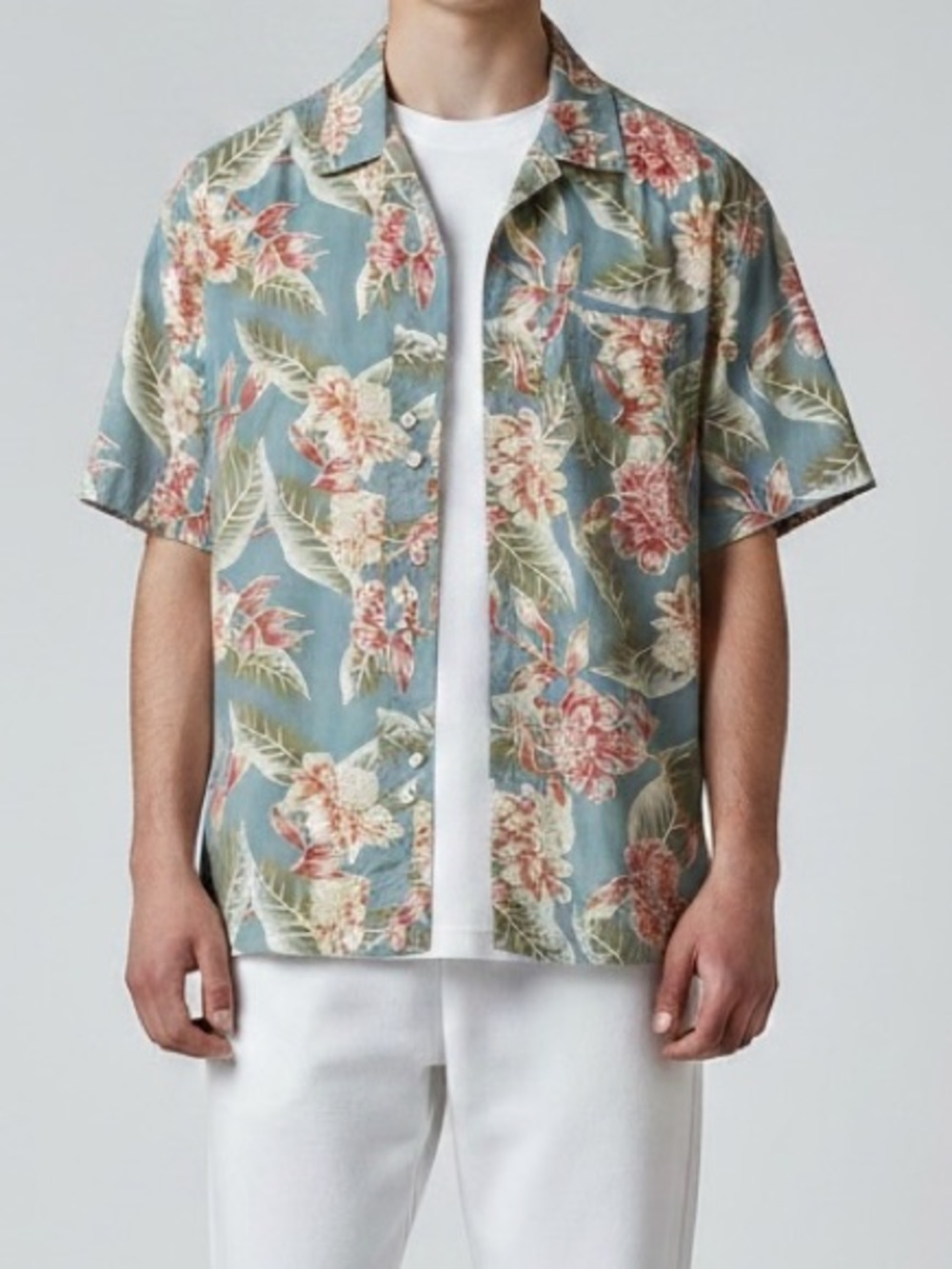 J. Crew flex wash floral Hawaiian Short-Sleeve Button-Down Shirt resortwear Mens